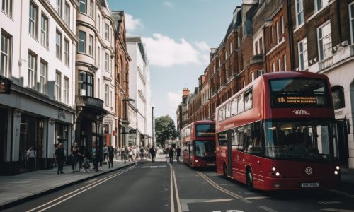 London street background. Illustration Generative AI